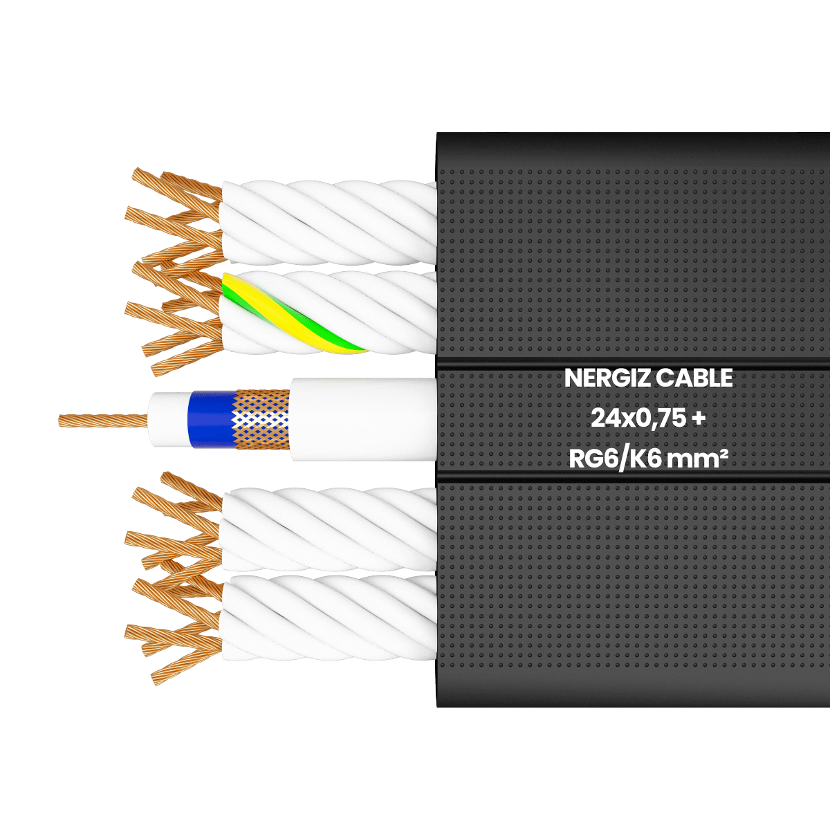 H05VVH6-F 24x0.75 + RG6 mm² Flat Coaxial Elevator Cable